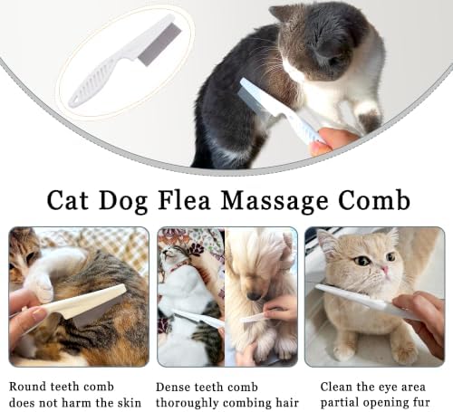7PCS Dog Grooming Brush Kit for Shedding and Matted Fur, Self-Cleaning Slicker Brush with Undercoat Rake, Flea Comb for Long-Haired Pets, Grey - Image 5