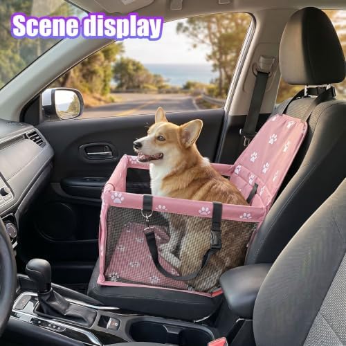 Pet Car Seat, Waterproof Oxford Dog Car Booster Seats, Pink Paw - Image 6