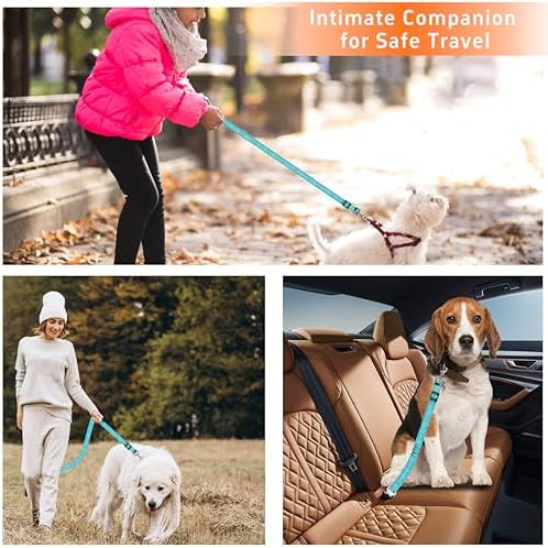 Seyezo Dog Car Seat Belt for Car, 2 Piece Set Retractable Dog Car Harness Adjustable Reflective Dog Seatbelt for Vehicle Headrests, Dog Safety Restraint Seatbelt Heavy Duty& High Elastics, Sky Blue - Image 7