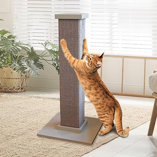 SmartCat Ultimate Scratching Post – Gray, Large 32 Inch Tower - Sisal Fiber, Simple Design - For All Cats - Image 7