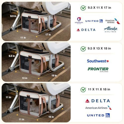 Lekereise Top-Expandable Pet Carrier 17x11x9.5 Inch Alaska Hawaiian Airline Approved Soft Sided Underseat to 12lbs Travel Carriers for Small Dogs and Cats with Locking Safety Zippers Anti-Scratch Mesh - Image 2