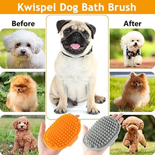 Dog Grooming Brush, Pet Shampoo Bath Brush Shedding Soothing Massage Rubber Comb with Adjustable Ring Handle for Long Short Haired Dogs and Cats 2pcs - Image 6