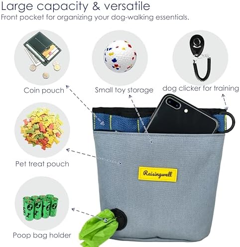 Raisingwell Dog Treat Pouch for Pet Walking and Training with Clicker 2 Cup Silicone Bag Small Fanny Pack Holder for Puppy Snack Dispenser Kit for Leash and Outdoor Use (Gray) - Image 4