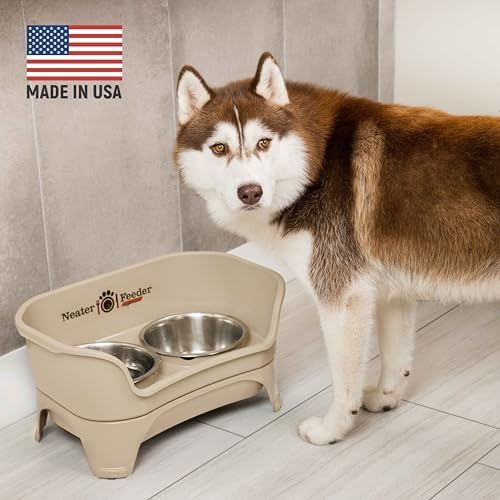 Neater Feeder Express Mess Proof Dog Bowls Elevated for Medium to Large Sized Breed, No Spill Raised Dog Food Bowl Stand, Stainless Steel Food and Water Bowl Set, Pet Dish Feeding Station, Almond - Image 2