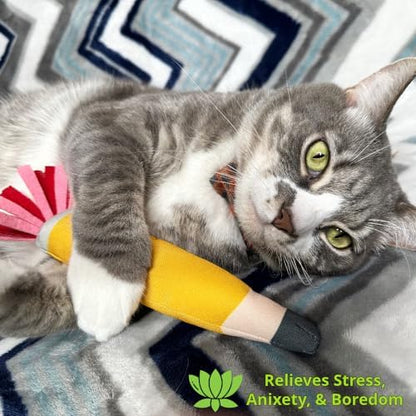 Pencil Kicker Catnip Toy w/ Long Shape & Bite Resistant Plush for Cat Chew Toy w/ Crinkle Paper & Organic Catnip - Image 4