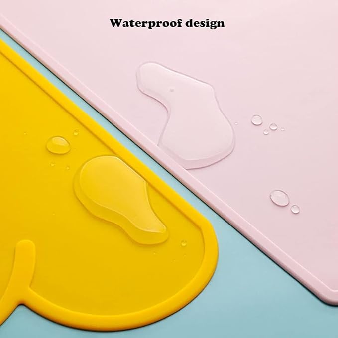 Love Dream Silicone Pet Feeding Food Mat with Raised Edge, Anti-Slip Waterproof Pet Bowl Mat Placemat for Dog and Cat (Green)