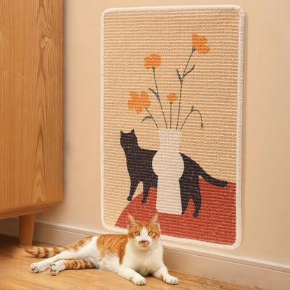 FUKUMARU Sisal Cat Scratching Mat, 23.6 x 15.7 Inch Cat Scratch Pad, Flower - Image 5