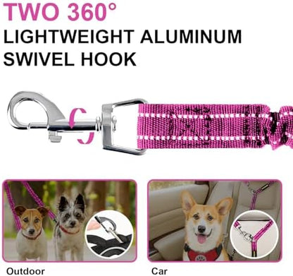 MingXpet 2 Dog Leash, Dog Leash for 2 Dogs, 360° Swivel No Tangle Double Walking Training Leashes for Small Dogs, Comfortable Shock Absorbing Reflective Bungee, Rose - Image 3