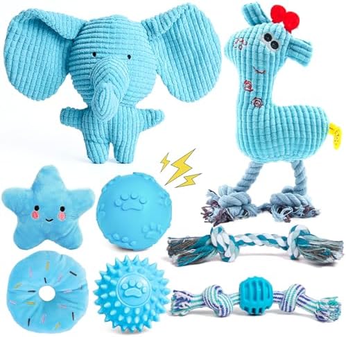 8 Pack Luxury Puppy Toys for Teething Small Dogs, Puppy Chew Toys with Squeaky Dog Toys, Balls and Rope Dog Chew Toys, Dog Toys to Keep Them Busy (Blue, 8-Pack) by 2TRUL