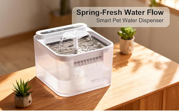 Cordless Cat Water Fountain, 1500mah Rechargetable Battery Operated Water Fountain for Cats Dogs,84Oz/2.5L Automatic Pet Water Dispenser for Dog Small Animals Outdoor Indoor