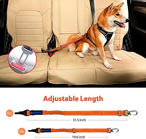 IOKHEIRA Orange Dog Seatbelt - Adjustable Reflective Bungee Harness with Aluminum Swivel Carabiner - Image 6