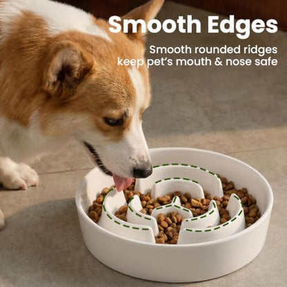 Ceramic Slow Feeder Dog Bowls 1.6 Cups for Medium & Small Fast Eaters,White - Image 6