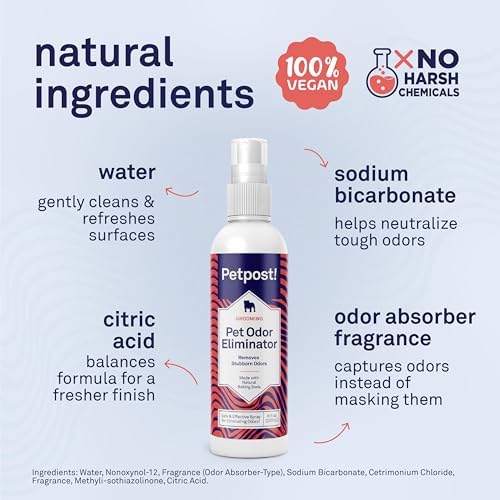 Petpost | Pet Odor Eliminator Spray for Dogs & Cats - Naturally Effective Deodorant and Bad Smell Killer - For Spraying Your Pet or Around the Home 8 oz. - Image 4