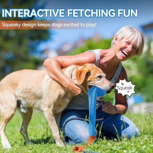 ALL FOR PAWS Fetch Dog Ball Toy with Tail, Interactive Throw & Catch Toy for Medium & Large Dogs, Rubber Ball with Squeaker for Exercise & Boredom Relief - Image 4