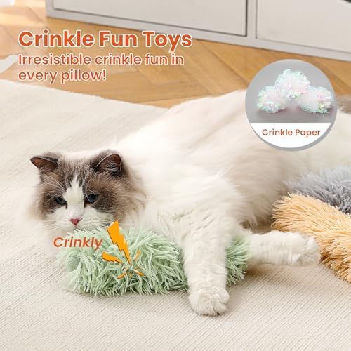 Cat Toys, 3 Pack Crinkle Catnip Pillow Toys for Indoor Cats - Image 6
