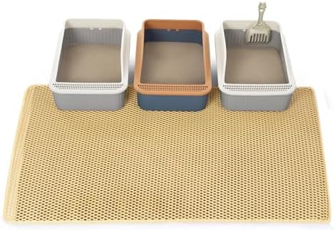Extra Large Cat Litter Mats, XL 47"x28" Litter Trapping Mat for Cat,Litter Box Matt for indoor, 2 Layer Catcher Rug,Waterproof Urine Proof,Clean Easily,Non-Slip by USHARP