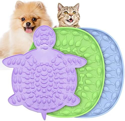 Lick Mat for Dogs & Cats, 3-Pack Slow Feeder Lick Pad with Suction Cups, Anxiety Relief, BPA Free, Dishwasher Safe by GWSNIO
