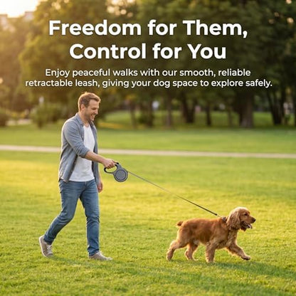 Retractable Dog Leash 26ft for Large Dogs up to 110lbs, Gray - Image 4