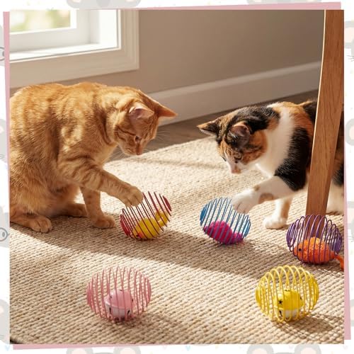 Jecery 5 Pcs Cat Toys Spring,Mouse and Bell,Multicolor - Image 6