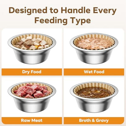 600 Pack Disposable Cat Bowl Liners with 2 Stainless Steel Bowls - Image 5