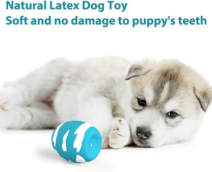 SCHITEC Dog Squeaky Toy, Latex Bouncy Egg Balls with Squeaker for Puppy Small Pet Dogs, Soft Rubber Sound Toys for Interactive Fetch Play