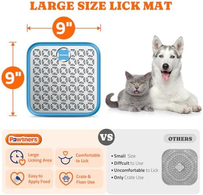 Pawtners Stainless Steel Large Lick Mat for Dogs, 2 Pack, Blue - Image 2