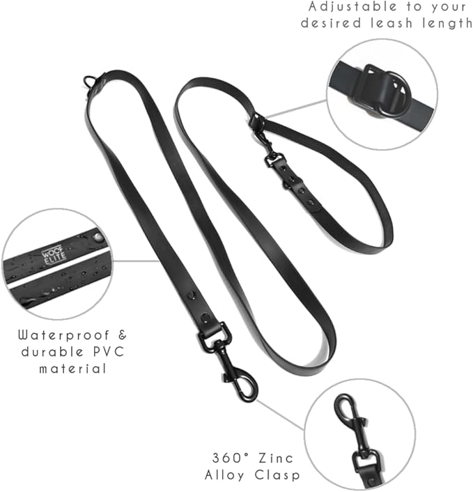 Hands-Free Waterproof Dog Leash, Adjustable Waist & Crossbody Dog Leash for Running, Walking & Hiking (Beige, 8 FT)