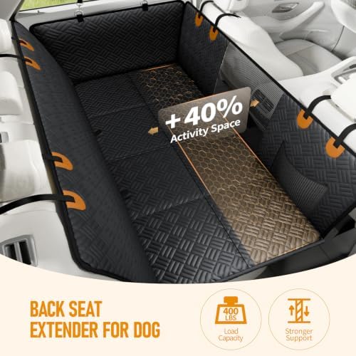 Dog Car Seat Cover for Back Seat, Hard Bottom Back Seat Extender for Dog - Image 2