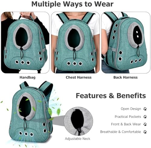 Small Dog Cat Chest Backpack Carrier,Large Space Ventilated Front Facing Backpack Carrier for Puppy,Lightweight Doggy Backpack for Hiking,Camping,Travel,Outdoor,Max 12 lbs(Cyan) - Image 3
