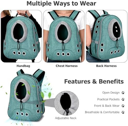 Small Dog Cat Chest Backpack Carrier,Large Space Ventilated Front Facing Backpack Carrier for Puppy,Lightweight Doggy Backpack for Hiking,Camping,Travel,Outdoor,Max 12 lbs(Cyan) - Image 3