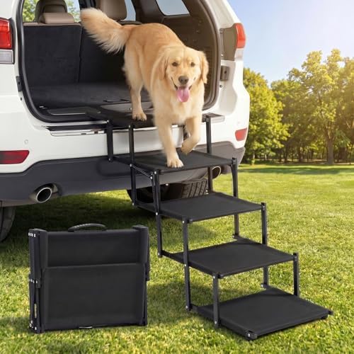 Extra Wide Dog Ramp for Car,Foldable Dog Steps for Truck SUV,150 Lbs by Cozila