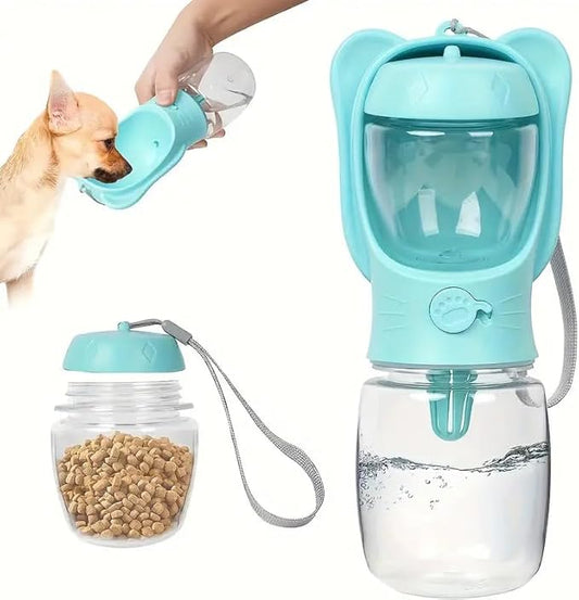 Generic Outdoor Water Bottle for Dogs, 12 OZ, Blue, 350 ml, Dog Travel Water Bottle with Food Container, Leak Proof, Portable, Durable ABS Plastic, Gravity-Fed, Pet Accessory