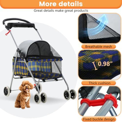 BestPet Foldable Pet Stroller for Small/Medium Dogs and Cats Up to 33 lbs - Image 6