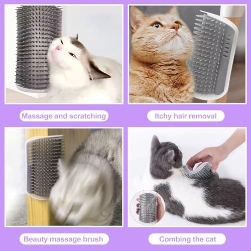 2 Pack Cat Corner Self Groomer, Wall Mounted Grooming Brush for Cats Face Scratcher and Massager Comb for Shedding Interactive Rubbing Tool with Catnip for Indoor Cats - Image 6