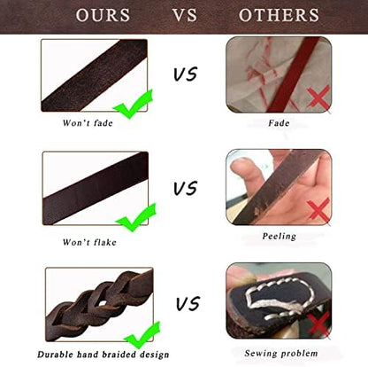 LWBMG Double Handle Leather Dog Leash 6 Foot - Heavy Duty Dog Leash with Traffic Handle - Braided Leather Lead for Small Medium Large Dogs - Image 5