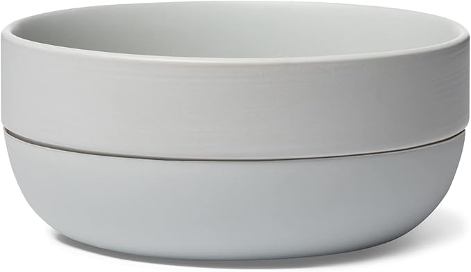 Waggo Ceramic Cling Dog Bowl with Rubber Bottom for Small and Large Breeds - Heavyweight Bowl with Anti-Skid Non Slip Rubber Bottom, Dishwasher Safe (Small, Light Grey)