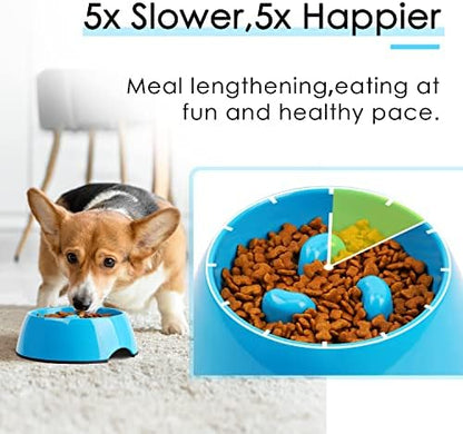 SUPERDESIGN Slow Feeder Dog Bowl Cat Bowl 1/2 Cup Slow Feeding Dog Bowl for Small Medium Breed Anti Gulping Healthy Eating Interactive Bloat Stop Alternative Non Slip Puzzle Dog Food Bowl, Blue - Image 3