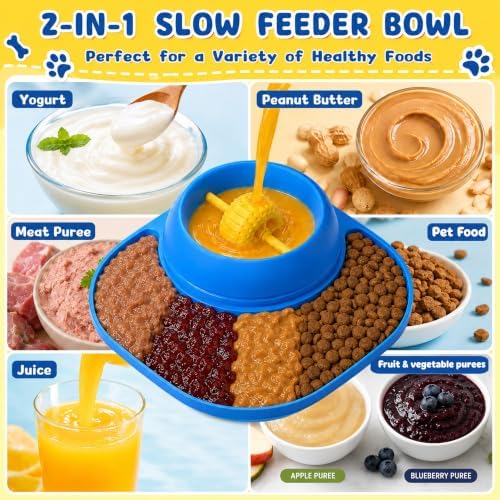 Slow Feeder Dog Bowls, Lick Mat & Interactive Rolling Ball, Dishwasher Safe - Image 4