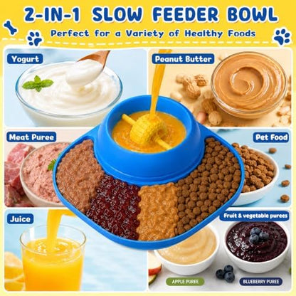 Slow Feeder Dog Bowls, Lick Mat & Interactive Rolling Ball, Dishwasher Safe - Image 4