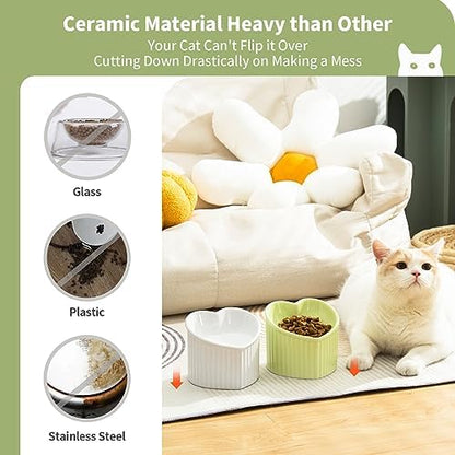 5.5 Inch White Ceramic Raised Tilted Cat Food Bowl,1 Pack - Image 6