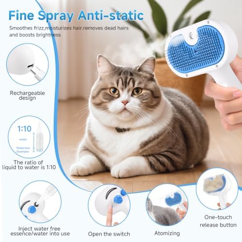 Pet Steam Brush for Dogs & Cats, 3-in-1 Shedding Grooming Tool - Image 4