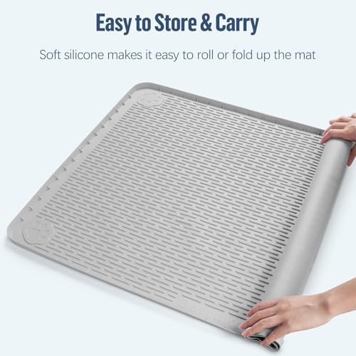 Pee Pad Holder for Dogs 50''x35'' Silicone Puppy Pee Pad Tray, Light Grey - Image 6