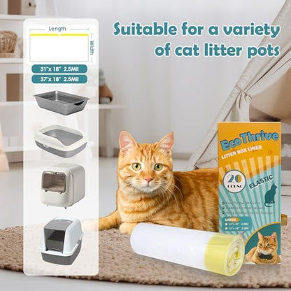 20 Count Cat Litter Liners Large, Drawstring Extra Large Pet Cat Pan Liners Extra-Thick Kitty Litter Box Bag- (medium 31" x 18") - Image 3