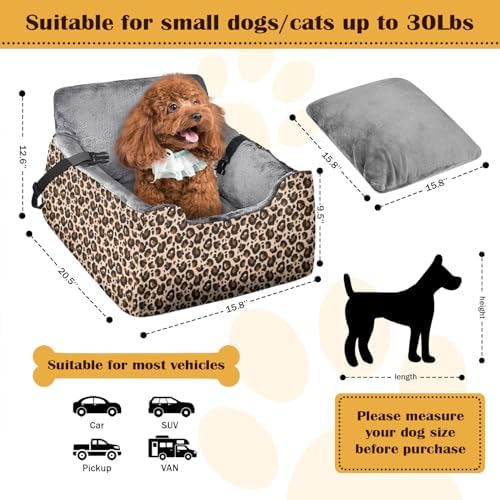 Dog Car Seats for Small Medium Sized Dogs Carseat for Car Funny Fuzzy Pet Dog Booster Car Seat Puppy Under 31 Lbs with Soft Plush Cushion&Washable Removable Cover - Image 2