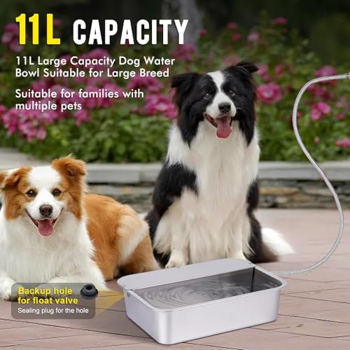 3Gal Automatic Outdoor Dog Water Dispenser for Large Breed Dogs Auto Self Filling Water Bowl Stainless Steel Dog Pet Waterer for Big Cat Chicken Goat Sheep Livestock (15.7" X 11.8") - Image 2