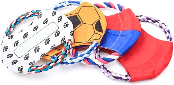 Angoily Dog Flying Disc Dog Training Toy Interactive Rope Canvas Lightweight Outdoor Random Color