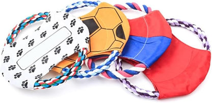 Angoily Dog Flying Disc Dog Training Toy Interactive Rope Canvas Lightweight Outdoor Random Color