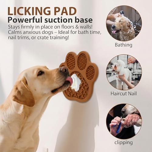 Lick Mat for Dogs & Cats, Slow Feeder Pad with Suction Cups Brown - Image 3