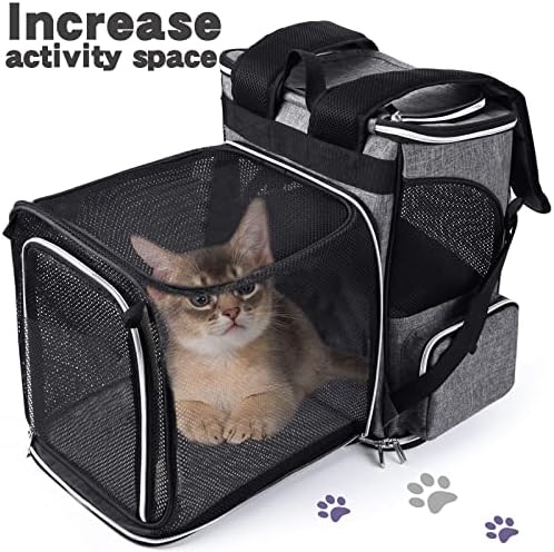 BAGLHER Expandable Pet Carrier Backpack，Pet Backpack for Small Cats Puppies Dogs Bunny, Airline-Approved Ventilate Backpack for Travel, Hiking and Outdoor Use. Grey - Image 3