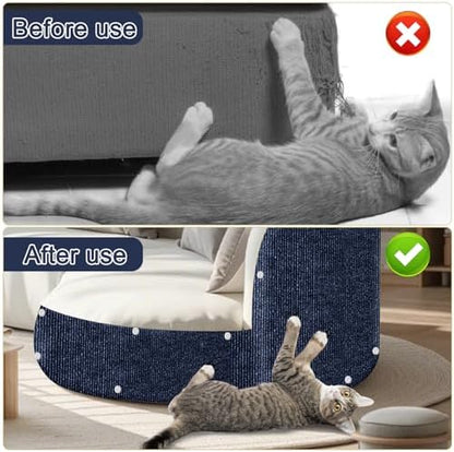 Cat Scratching Mat, 118.5"x15.9" Trimmable Self-Adhesive Cat Scratch Carpet, Couch Protector from Cats Claws, Furniture Corner Protectors for Cats, Indoor Furniture Protection for Chair (Dark Blue) - Image 4